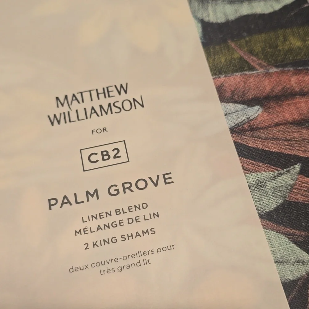❤️BUY 2 GET 1 FREE DEAL Palm Grove Linen King Pillow Shams Set of 2